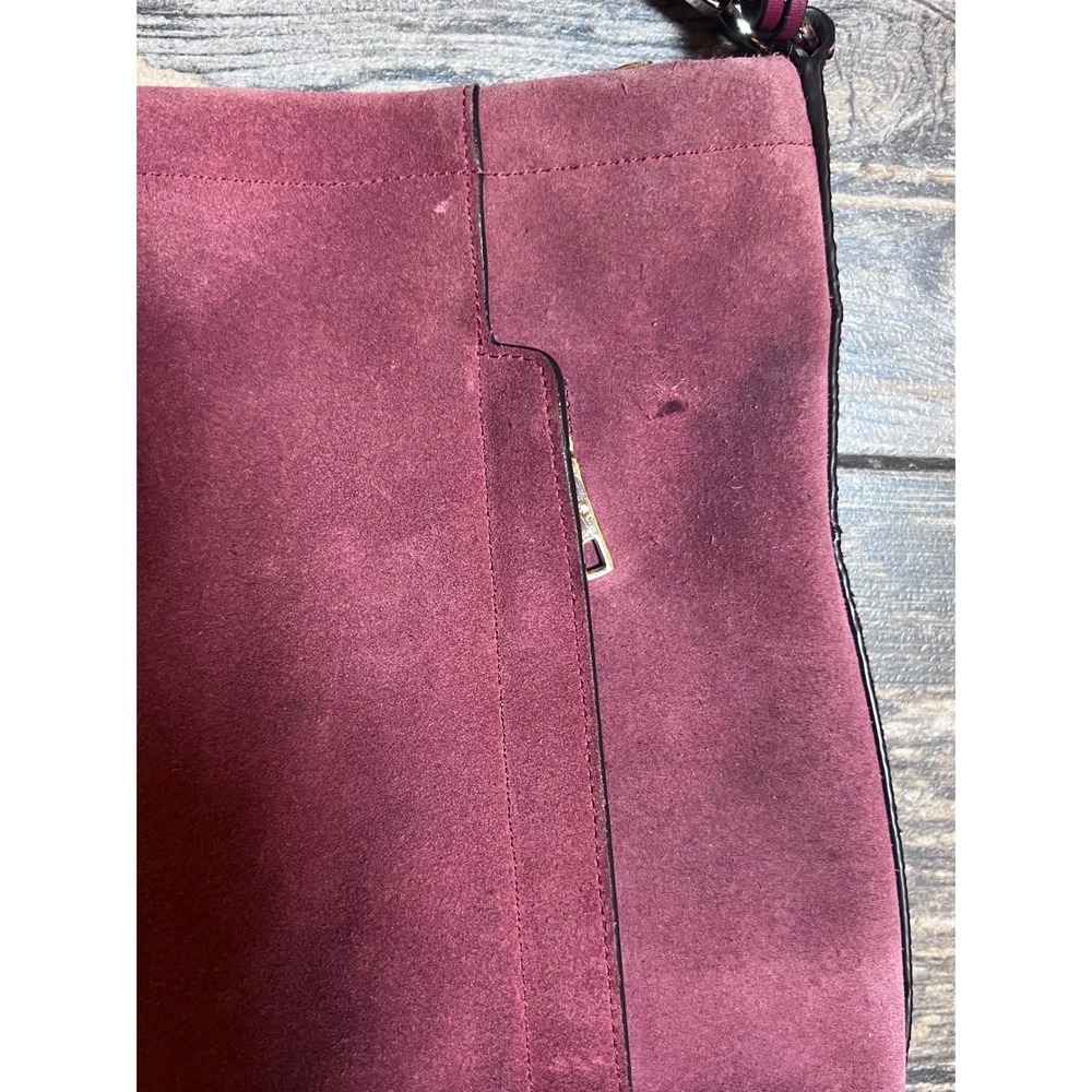 Coach Chelsea Hobo Plum Burgandy Suede Leather Snakeskin Shoulder Bag 35984 RARE - Picture 15 of 15